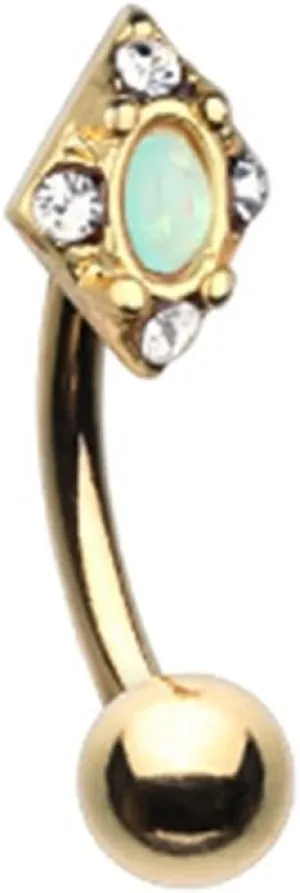 Golden Diamond Ornate WildKlass Curved Barbell Eyebrow Ring