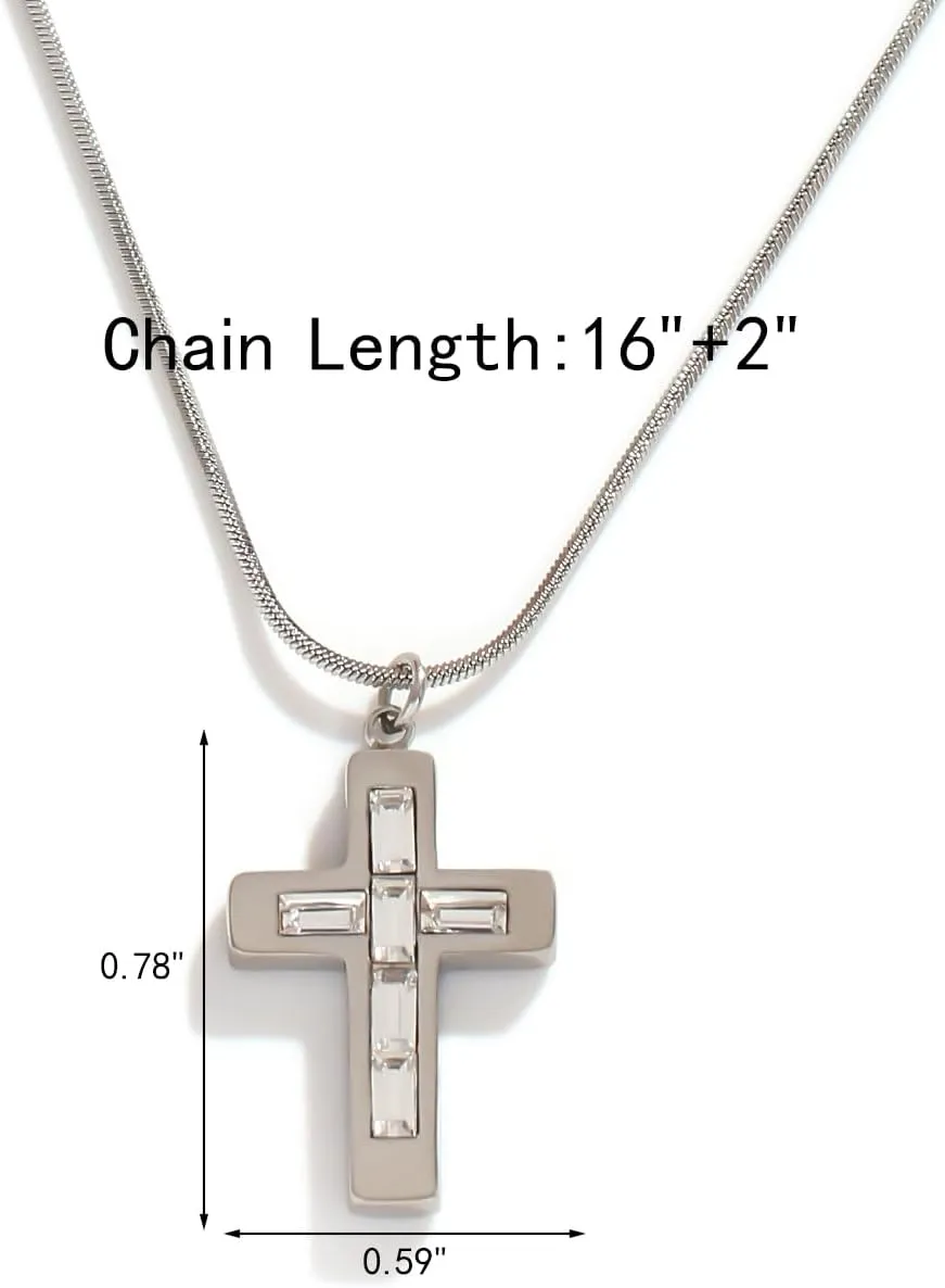 Gold/Silver Cross Necklace for Women Classic Cross Necklace Exquisite Diamond Inlaid Cross Pendant Necklace Fashionable Small Cross Necklace For Women Is An Energy Belief Jewelry