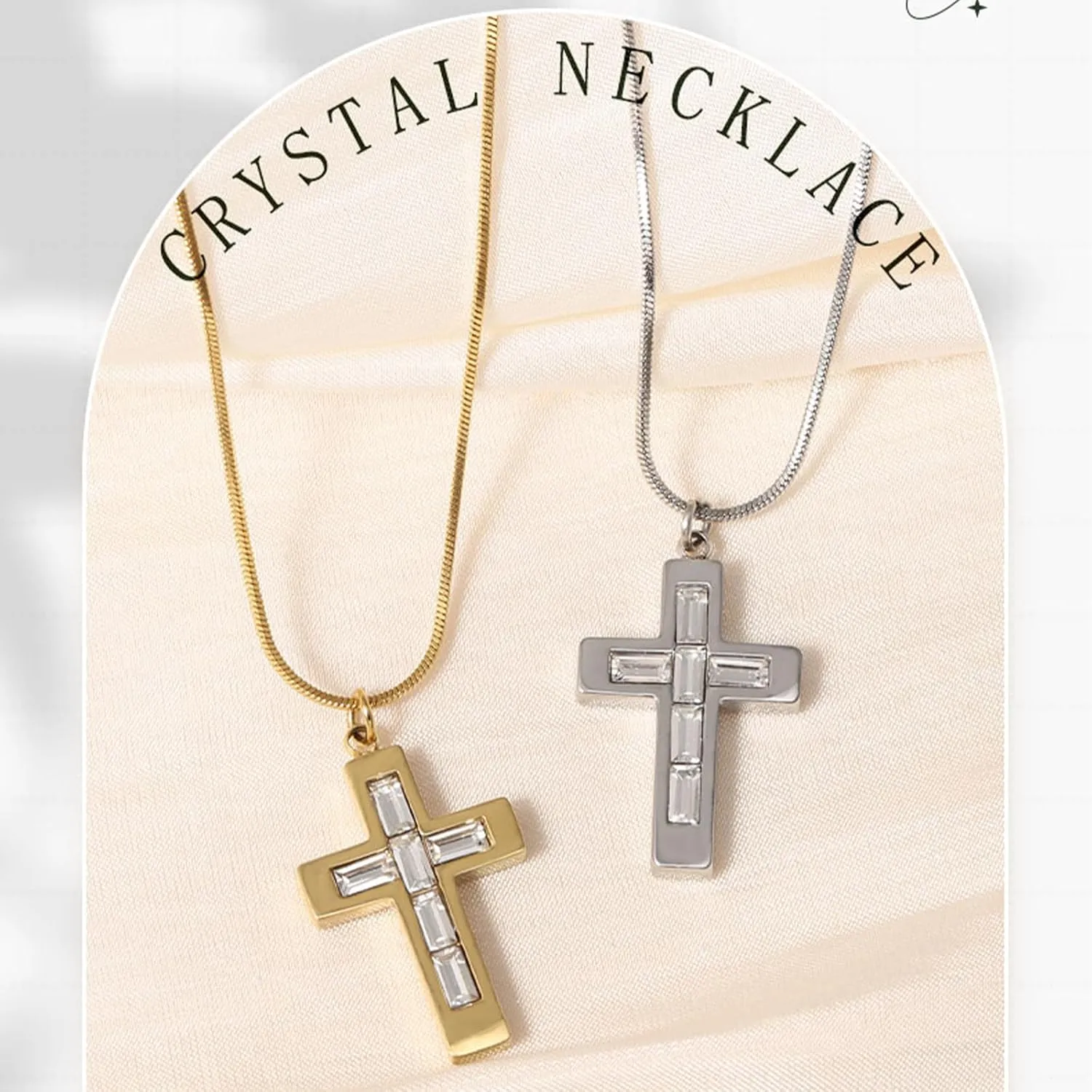 Gold/Silver Cross Necklace for Women Classic Cross Necklace Exquisite Diamond Inlaid Cross Pendant Necklace Fashionable Small Cross Necklace For Women Is An Energy Belief Jewelry