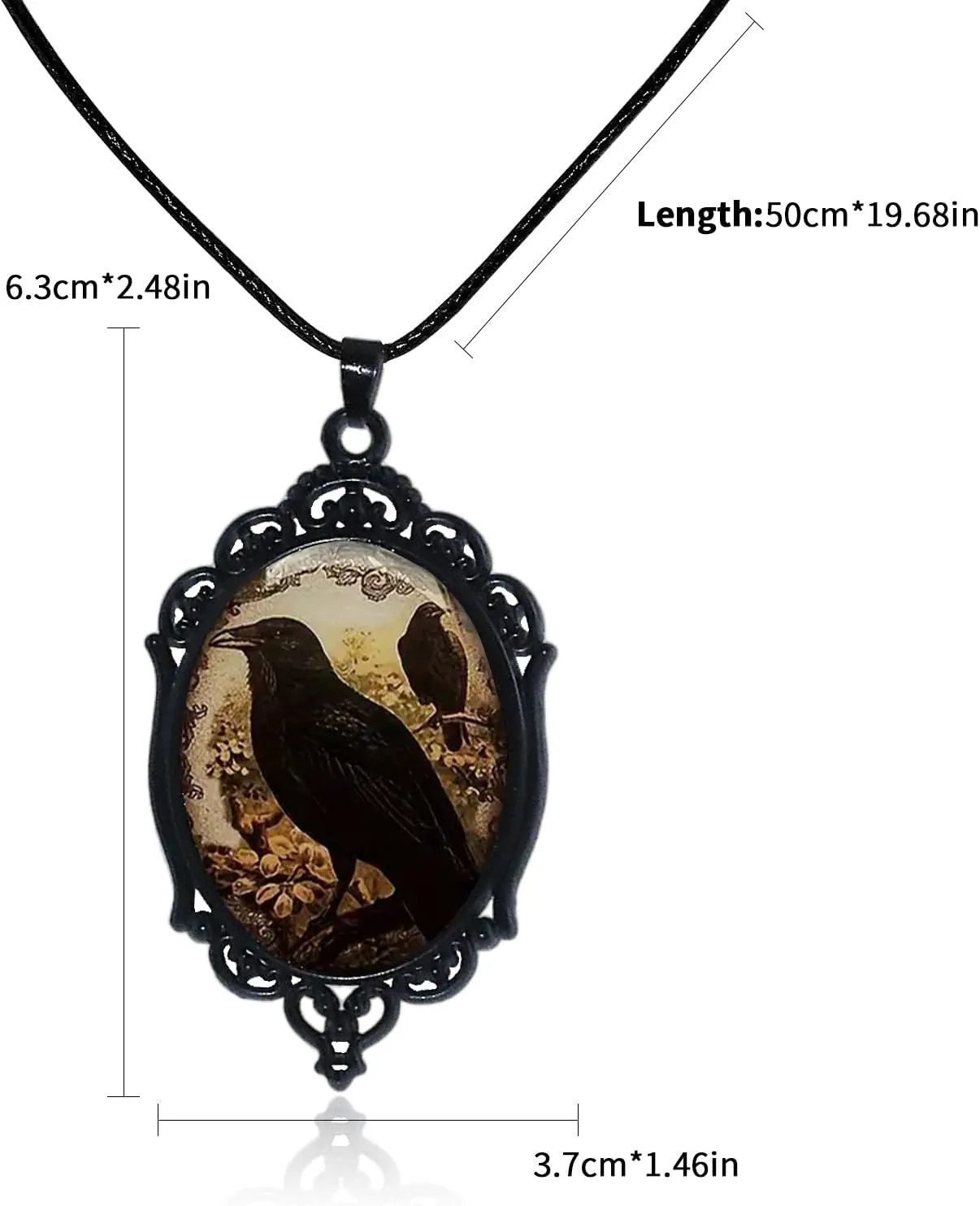 Gothic Cross Glass Pendant Necklace for Women Punk Vintage Black Dark Oval Cameo Necklace Halloween Jewelry for Women