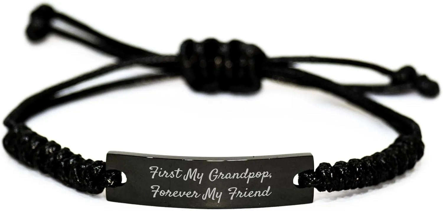 Grandpop's Friendship Rope Bracelet, Funny Quotes, Adjustable Rope, Birthday Unique Gifts from Men, Women, Friends, Family