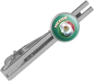 GRAPHICS & MORE Mexico Soccer Football Futbol Round Tie Bar Clip Clasp Tack Silver Color Plated