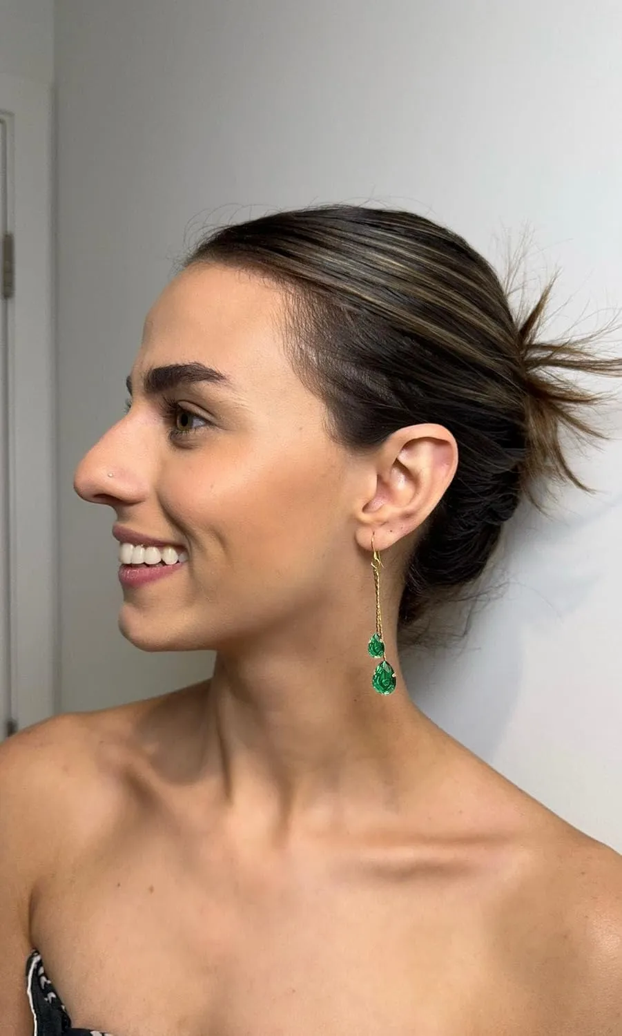 Green/Blue/Black/Red CZ Drop Earrings for Women Rose Gold Plated Long Dangle Chain Earring Elegant Trendy Jewelry
