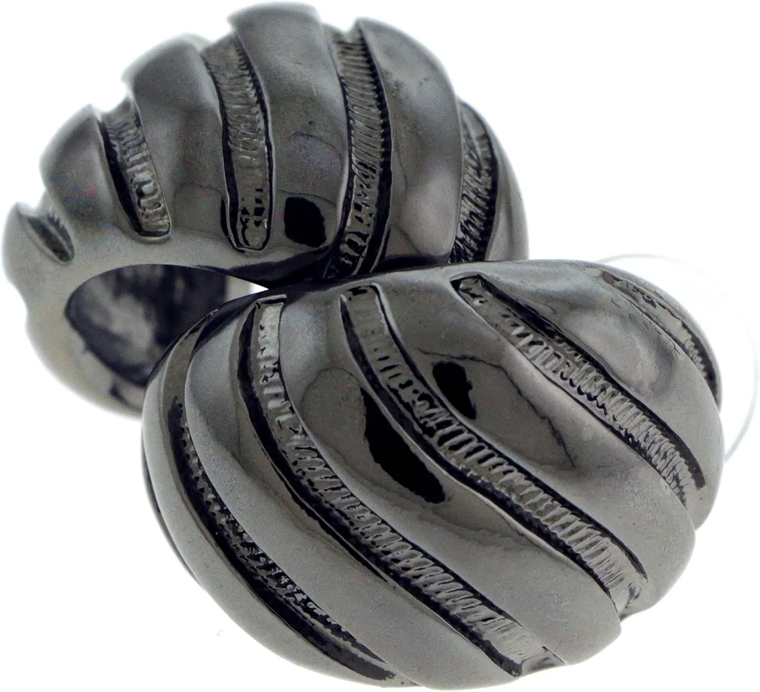 Gun Metal-Tone Dangle Cuff Earrings With Etched Designs TME267