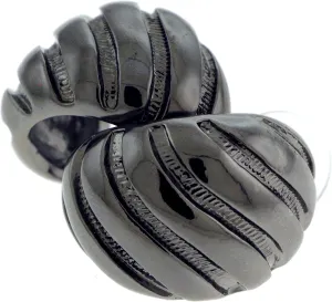 Gun Metal-Tone Dangle Cuff Earrings With Etched Designs TME267