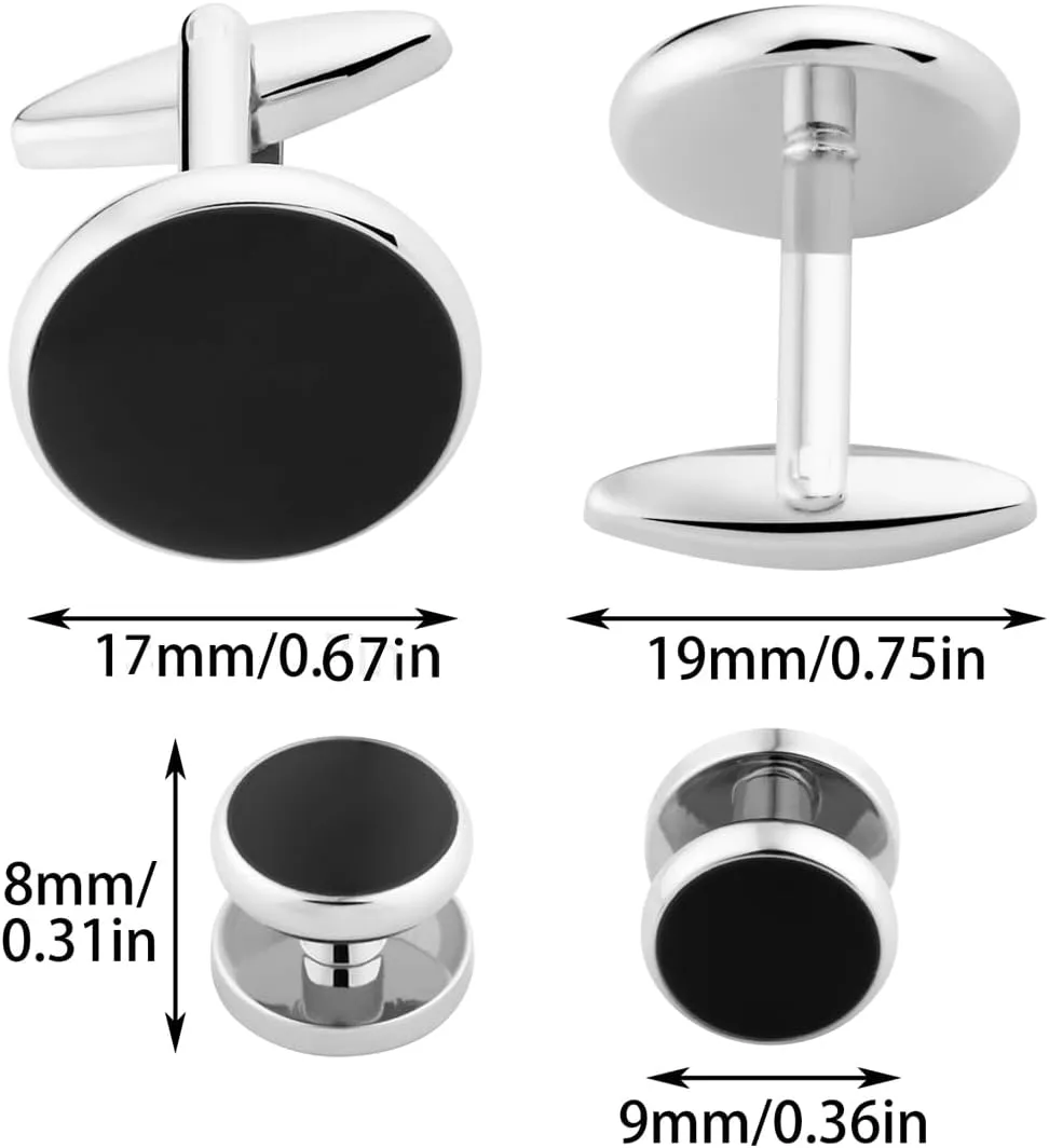GWD Mens Cufflinks Stainless Steel Tuxedo Shirt Studs Set with Gift Box Silver Black Gold Cuff link Jewelry Gift Wedding Business