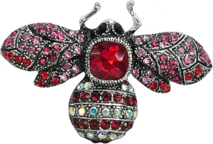Gyn&Joy Vintage Old Silvery Tone Synthetic Crystal Bee Brooch
