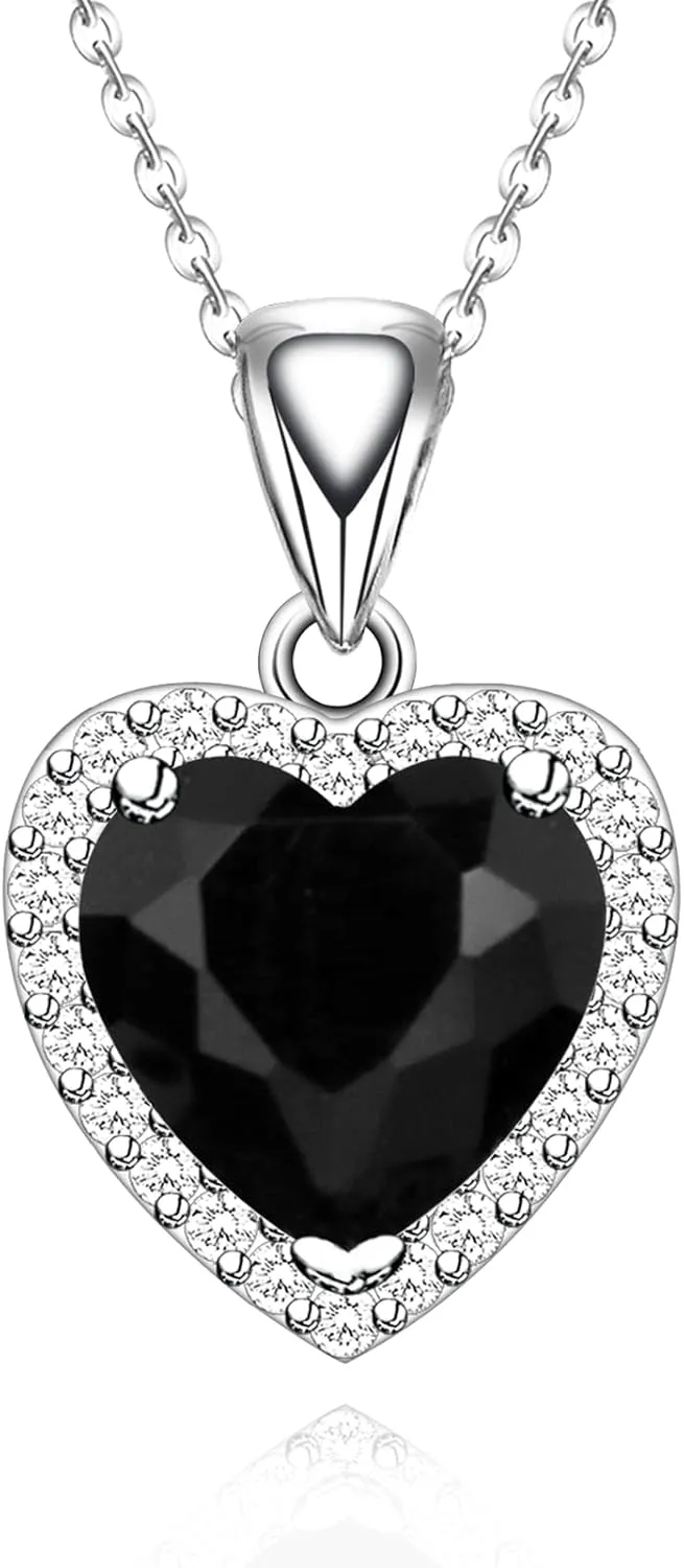 GZWHD Love Heart Pendant Necklaces for Women Girls Cubic Zirconia Birthstone Gift Valentine's Day/Mother's Day/Christmas/Anniversary/Birthday Gift for Mother/Wife/Friend/Daughter/Lover Wedding/Prom/Party Necklace Pendant