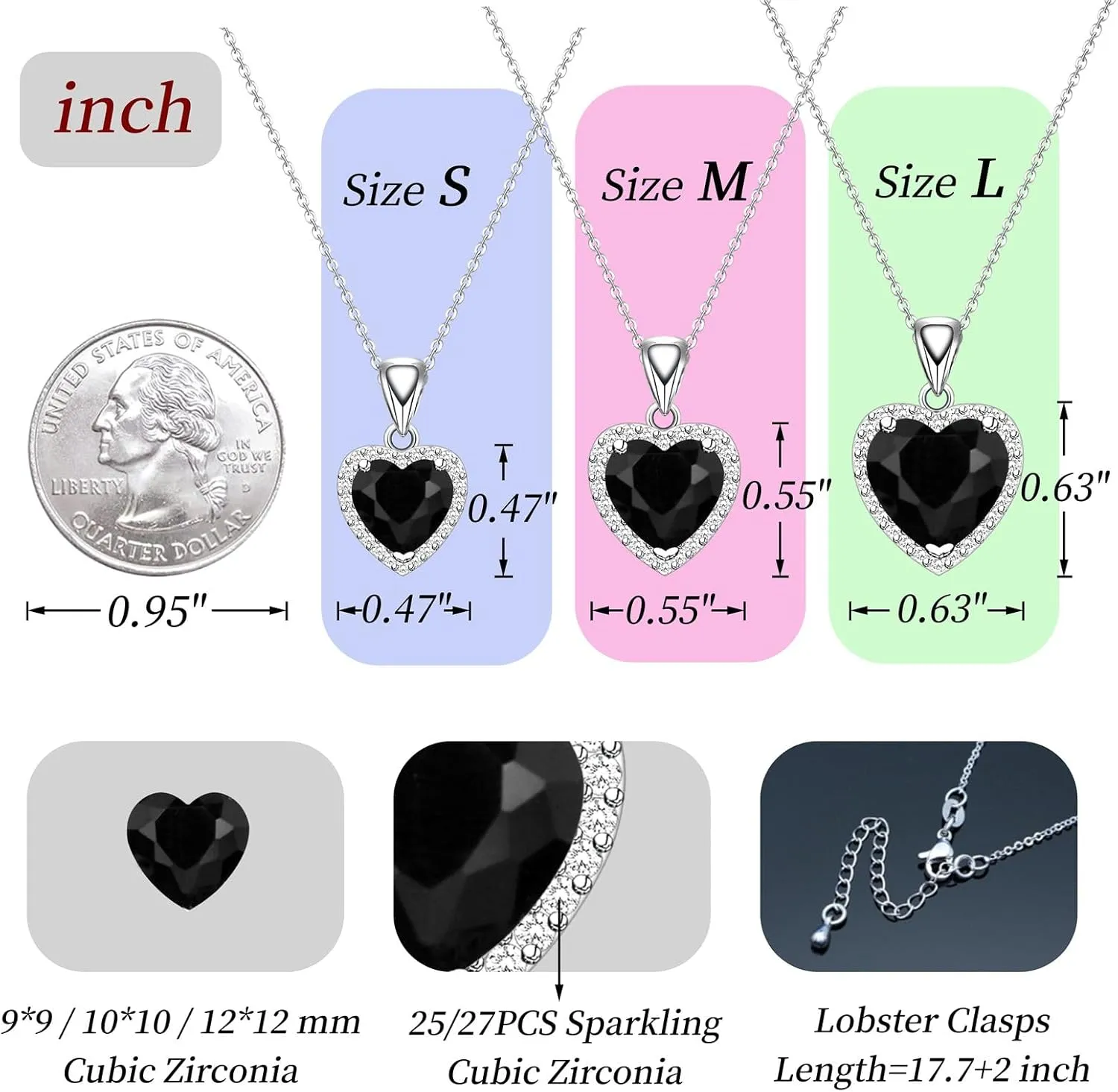 GZWHD Love Heart Pendant Necklaces for Women Girls Cubic Zirconia Birthstone Gift Valentine's Day/Mother's Day/Christmas/Anniversary/Birthday Gift for Mother/Wife/Friend/Daughter/Lover Wedding/Prom/Party Necklace Pendant