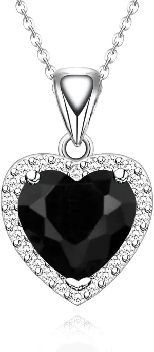 GZWHD Love Heart Pendant Necklaces for Women Girls Cubic Zirconia Birthstone Gift Valentine's Day/Mother's Day/Christmas/Anniversary/Birthday Gift for Mother/Wife/Friend/Daughter/Lover Wedding/Prom/Party Necklace Pendant