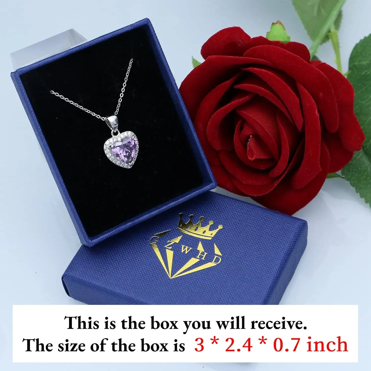 GZWHD Love Heart Pendant Necklaces for Women Girls Cubic Zirconia Birthstone Gift Valentine's Day/Mother's Day/Christmas/Anniversary/Birthday Gift for Mother/Wife/Friend/Daughter/Lover Wedding/Prom/Party Necklace Pendant
