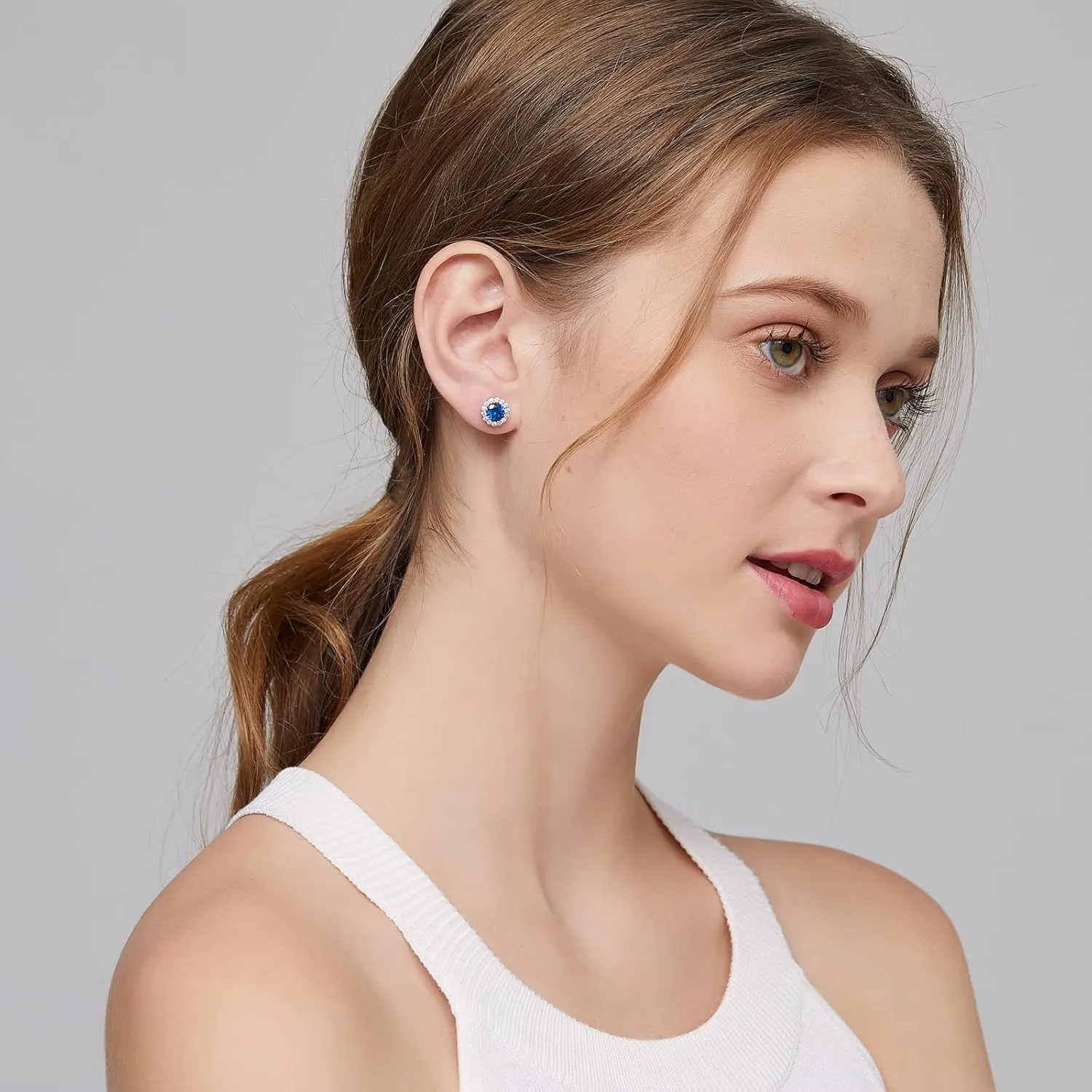 Halo Stud Earrings 925 Sterling Silver Halo Diamond Earrings for Women Cubic Zirconia Stud Earrings Jewelly for Unisex