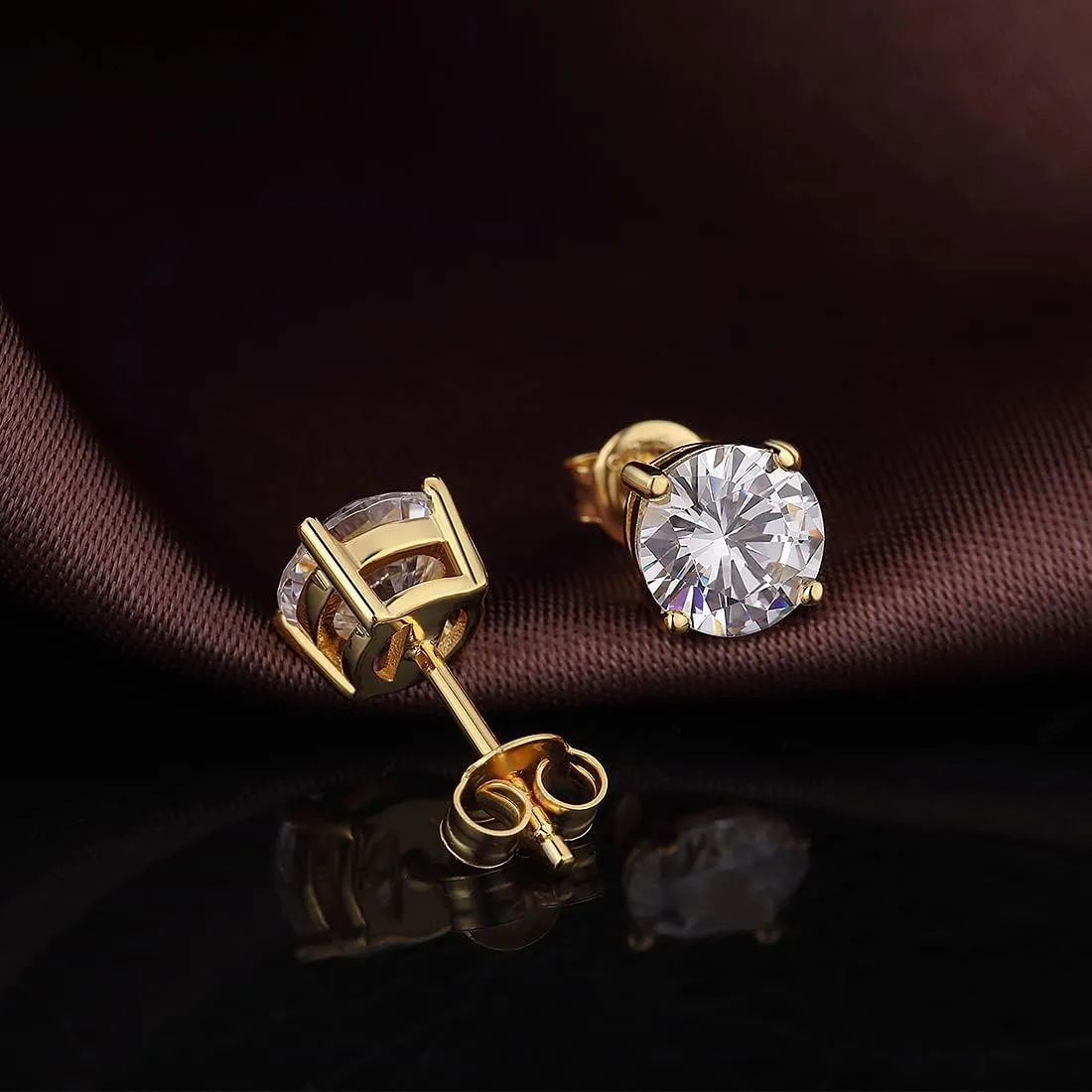 Han han 925 Sterling Silver Cubic Zirconia Stud Earrings for Women/Men, Hypoallergenic Black/Golden Stud Earrings Unisex Earrings 4MM-8MM
