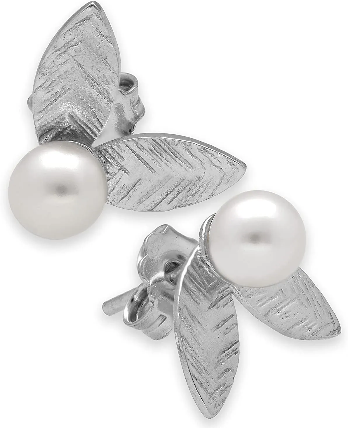 Handmade stud earrings Gold sterling silver dainty studs stud earrings leaf earrings Minimalist studs pearl studs pearl earrings hypoallergenic earrings
