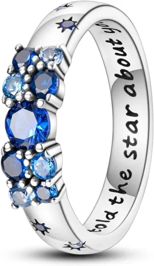Hapour 925 Sterling Silver Ring for Women Teen Stackable Eternity Cute Band Rings with CZ Stones Size 6-9