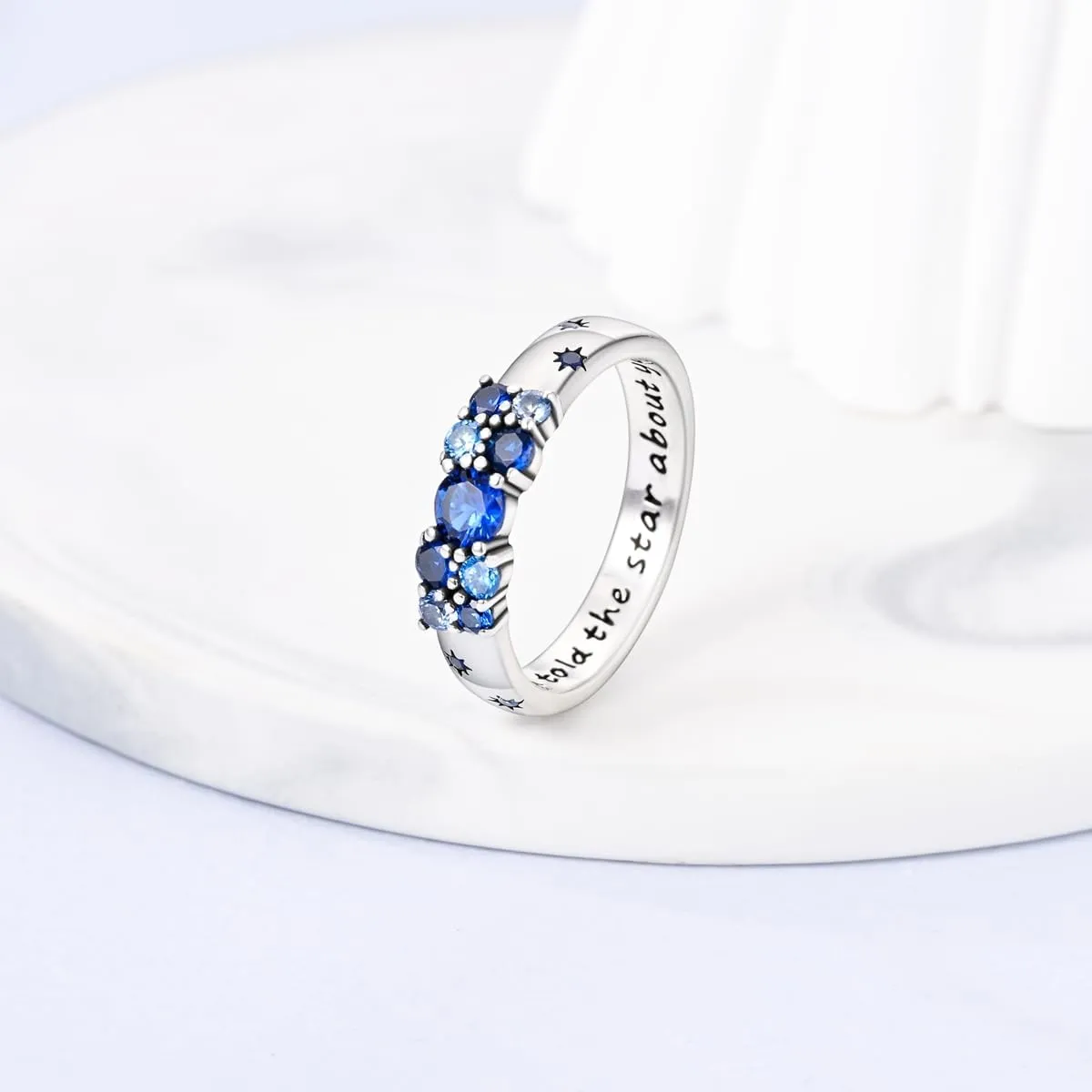 Hapour 925 Sterling Silver Ring for Women Teen Stackable Eternity Cute Band Rings with CZ Stones Size 6-9