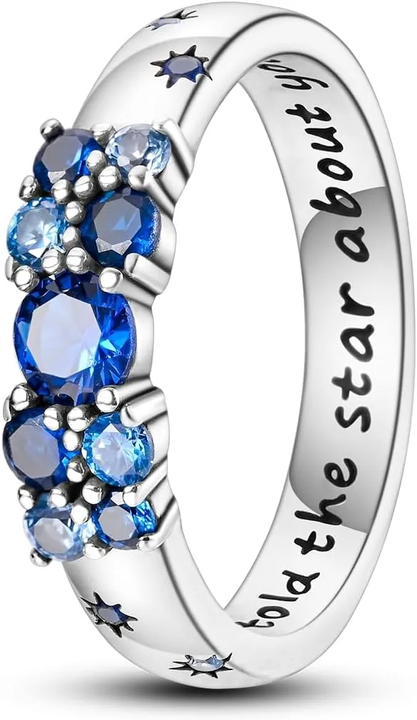Hapour 925 Sterling Silver Ring for Women Teen Stackable Eternity Cute Band Rings with CZ Stones Size 6-9