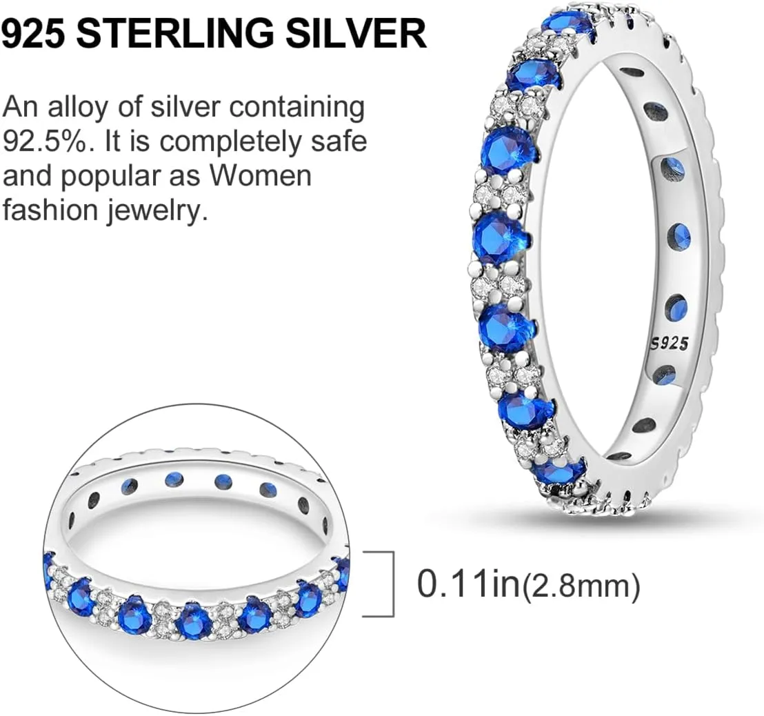 Hapour 925 Sterling Silver Rings for Women, Eternity Stacking Ring CZ Heart Cross Wedding Anniversary Promise Engagement Statement Ring, Animal Cat Flower Bee Daisy Ring Birthday Xmas Gift for Her