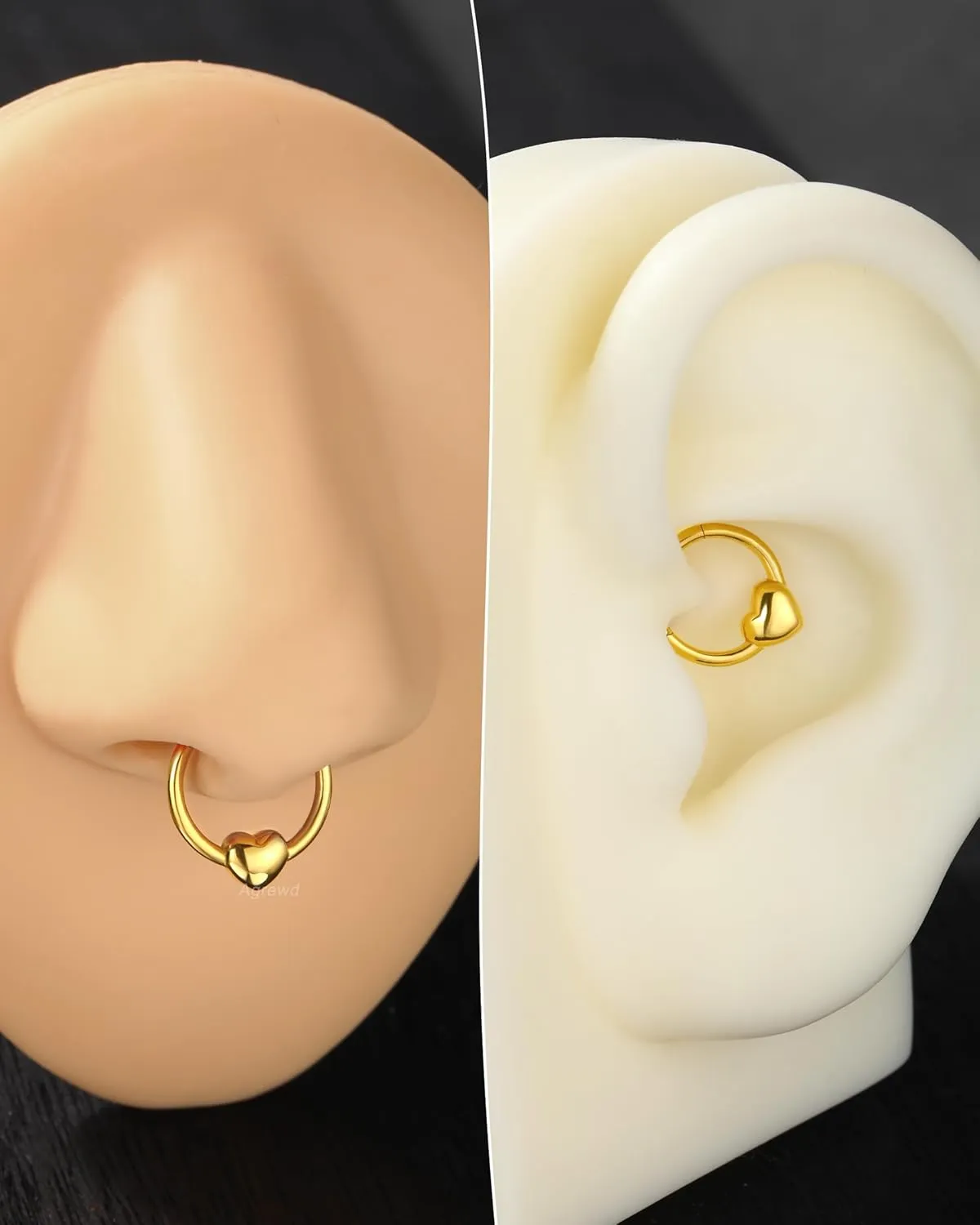 Harrow Heart Septum Rings, 16G Septum Jewelry 8/10MM Helix Rook Daith Earrings Stainless Steel Helix Rook Daith Piercing Jewelry