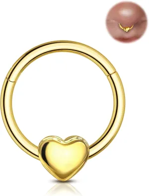 Harrow Heart Septum Rings, 16G Septum Jewelry 8/10MM Helix Rook Daith Earrings Stainless Steel Helix Rook Daith Piercing Jewelry
