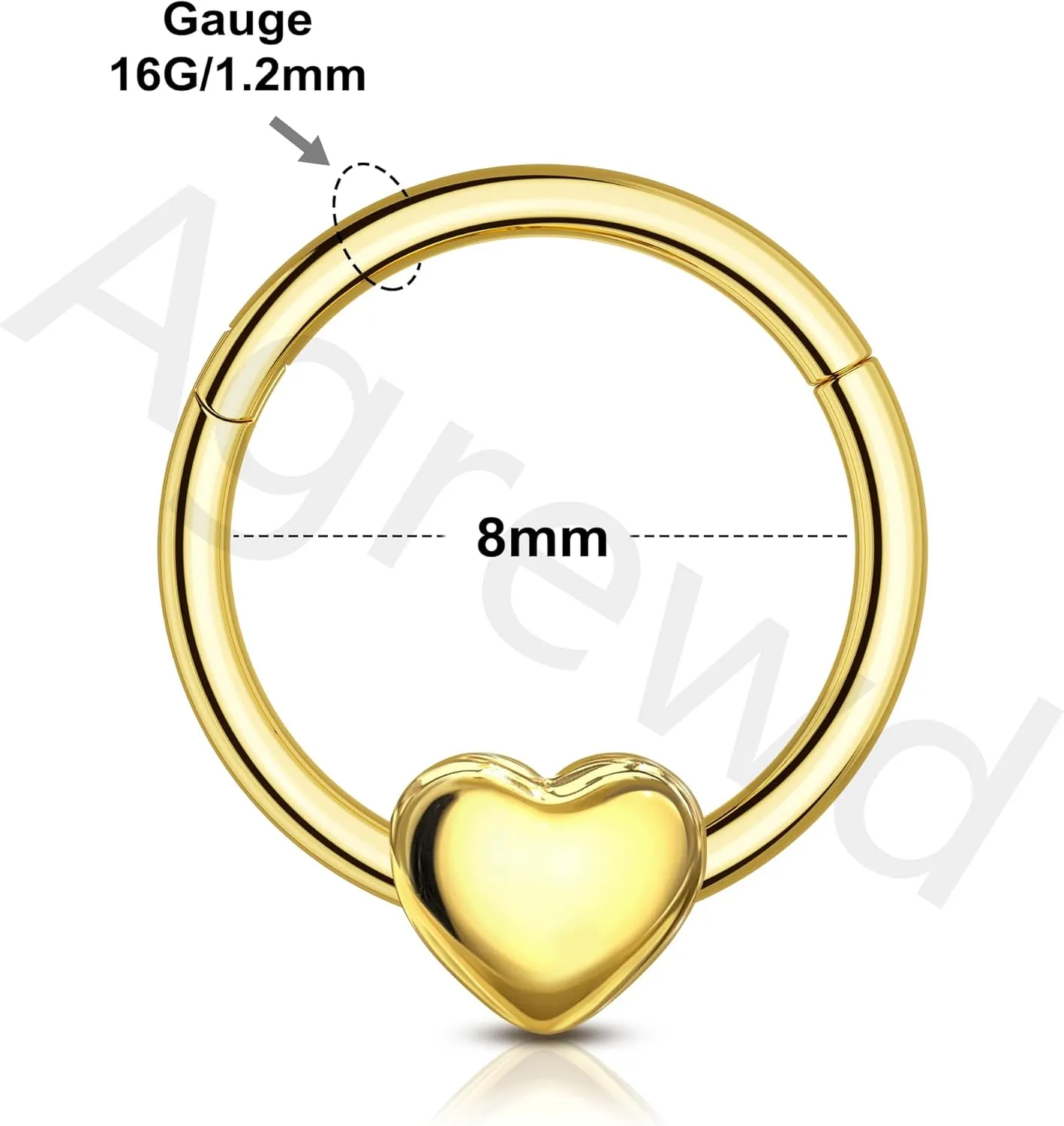 Harrow Heart Septum Rings, 16G Septum Jewelry 8/10MM Helix Rook Daith Earrings Stainless Steel Helix Rook Daith Piercing Jewelry