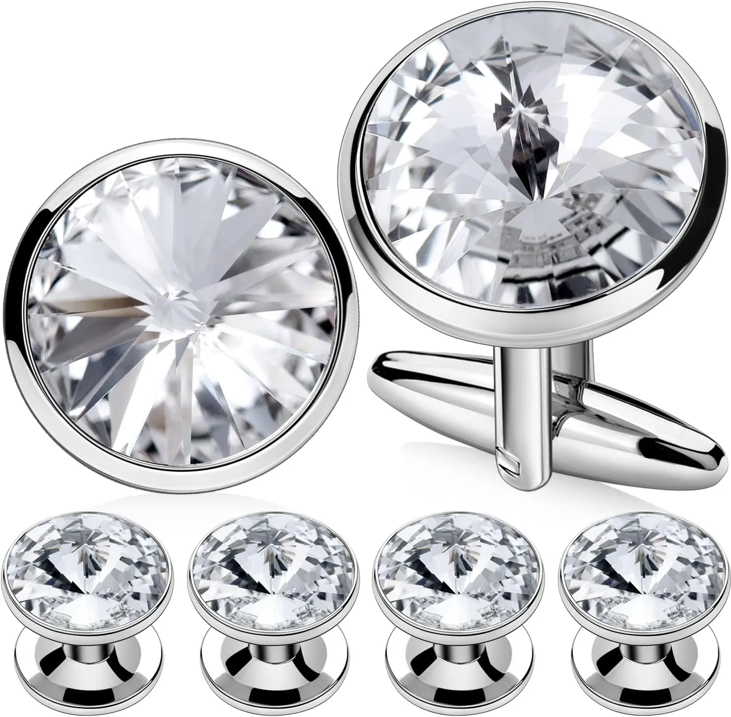 HAWSON Cufflinks for Men with 4/6 pcs Shirt Studs Set, Gift Box Packed, Mens Jewelry or Accessories for Wedding, Party, Anniversary, Birthday