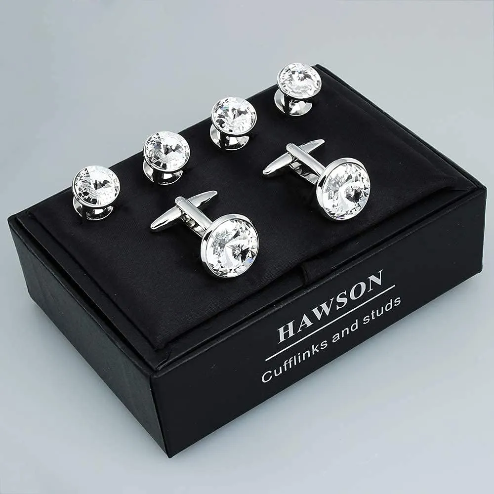HAWSON Cufflinks for Men with 4/6 pcs Shirt Studs Set, Gift Box Packed, Mens Jewelry or Accessories for Wedding, Party, Anniversary, Birthday