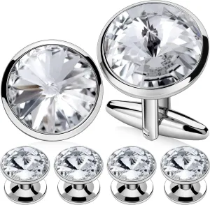 HAWSON Cufflinks for Men with 4/6 pcs Shirt Studs Set, Gift Box Packed, Mens Jewelry or Accessories for Wedding, Party, Anniversary, Birthday
