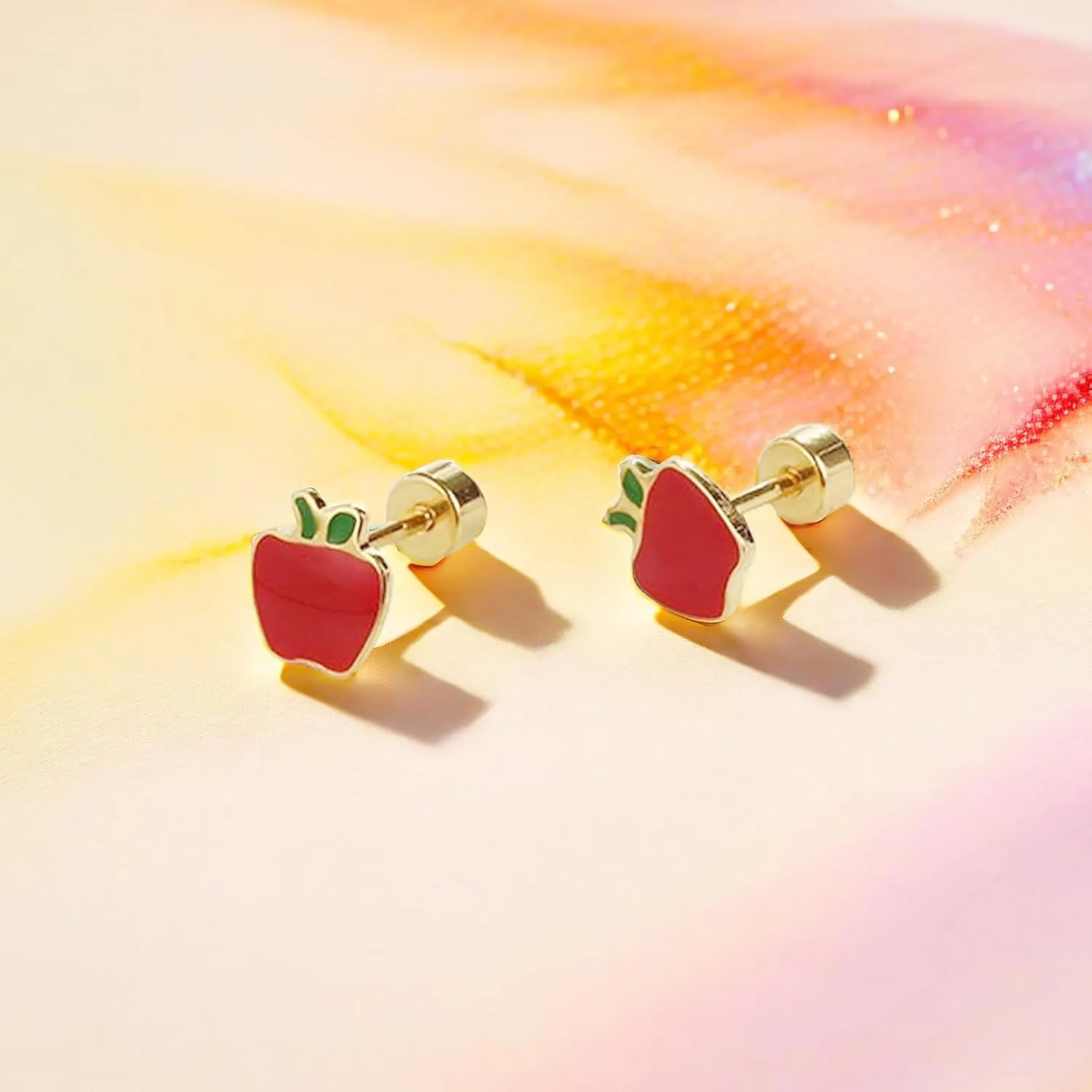 Heart Love Earrings for Women Cute Cartilage Earring Flatback Stud Earrings Red Apple Butterfly Rose Strawberry Tragus Jewelry for Daughter Screw Back Post