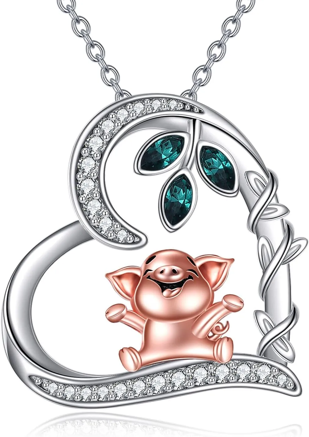 Heart Necklace 925 Sterling Silver Fox/Axolotl/Koala/Giraffe/Highland Cow/Guinea Pig/Fairy/Scottish Thistle/Daisy/Cat/Duck/Lion Pendant Necklace Animal Love Jewelry Gift For Women