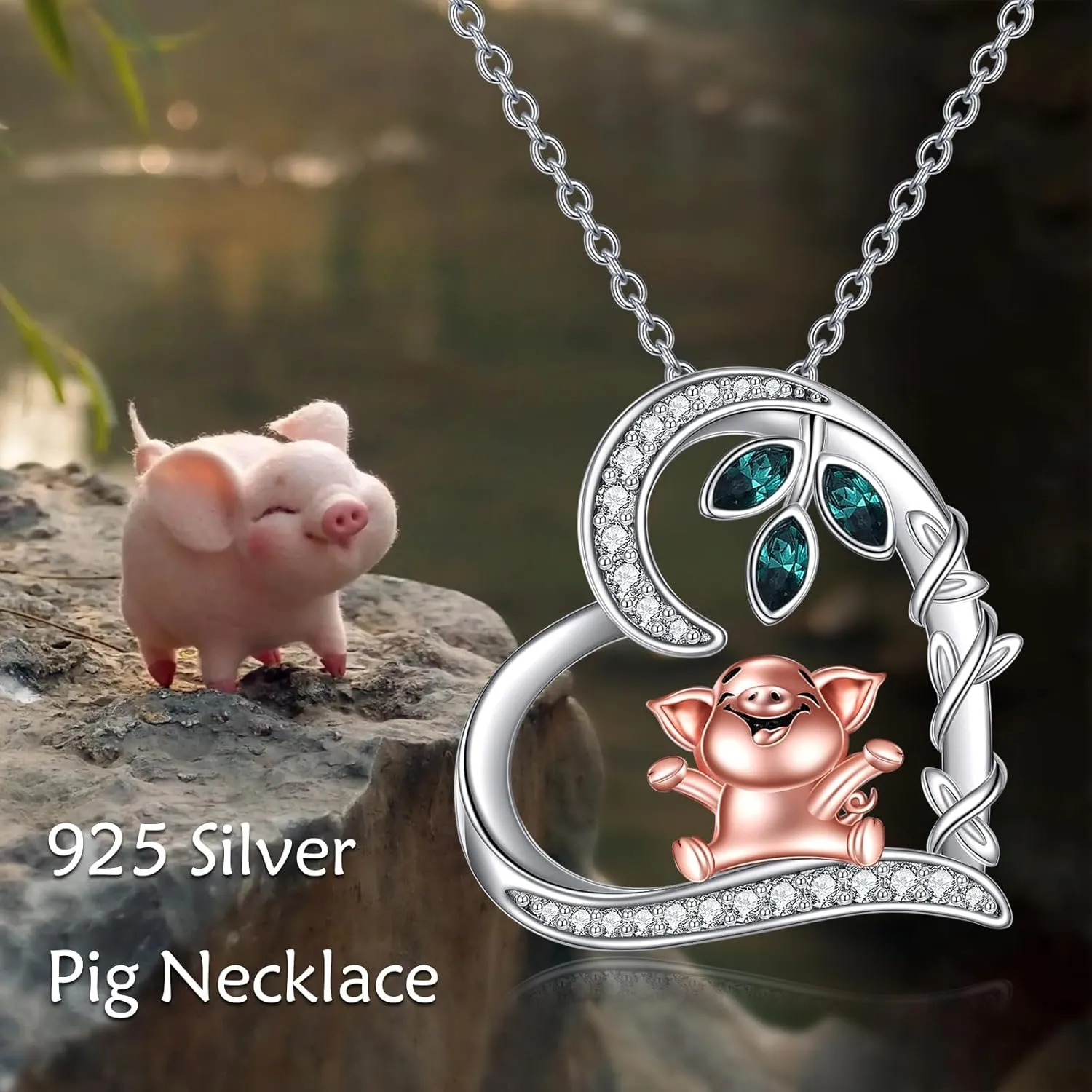 Heart Necklace 925 Sterling Silver Fox/Axolotl/Koala/Giraffe/Highland Cow/Guinea Pig/Fairy/Scottish Thistle/Daisy/Cat/Duck/Lion Pendant Necklace Animal Love Jewelry Gift For Women