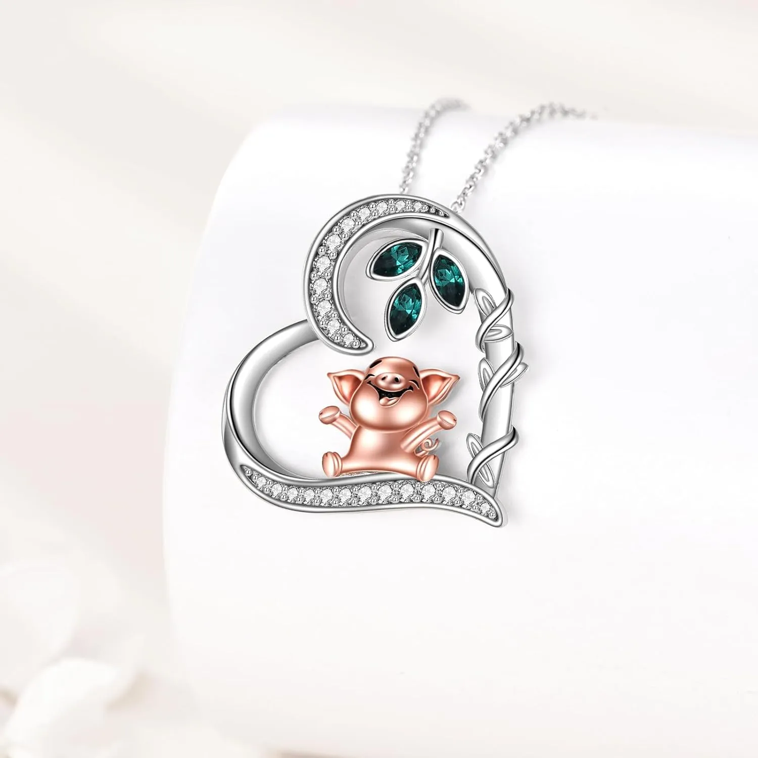 Heart Necklace 925 Sterling Silver Fox/Axolotl/Koala/Giraffe/Highland Cow/Guinea Pig/Fairy/Scottish Thistle/Daisy/Cat/Duck/Lion Pendant Necklace Animal Love Jewelry Gift For Women