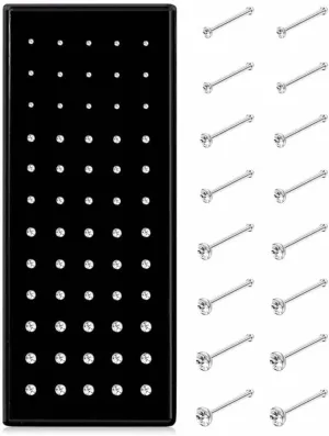 Helicopchain 60-240Pcs Hypoallergenic Nose Studs for Women Men 316L Stainless Steel CZ Nose Piercing Jewelry L Shaped Nose Rings Bone Studs Screw Piercing 20G-22G 1.5mm 2mm 2.5mm 3mm
