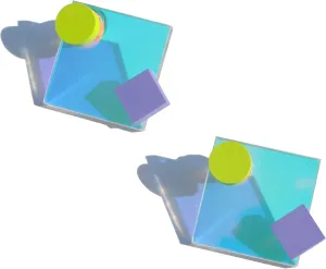 Hello CC Novelty Streamer Acrylic Hypoallergenic Simple Square Studs, Statement Earrings Gift for Women Girls (Laser acrylic)