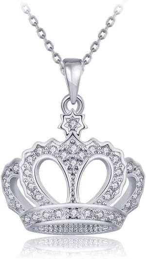 HENGYID Queen Style 18K Rose Gold-Plated Crown Necklace Pendant