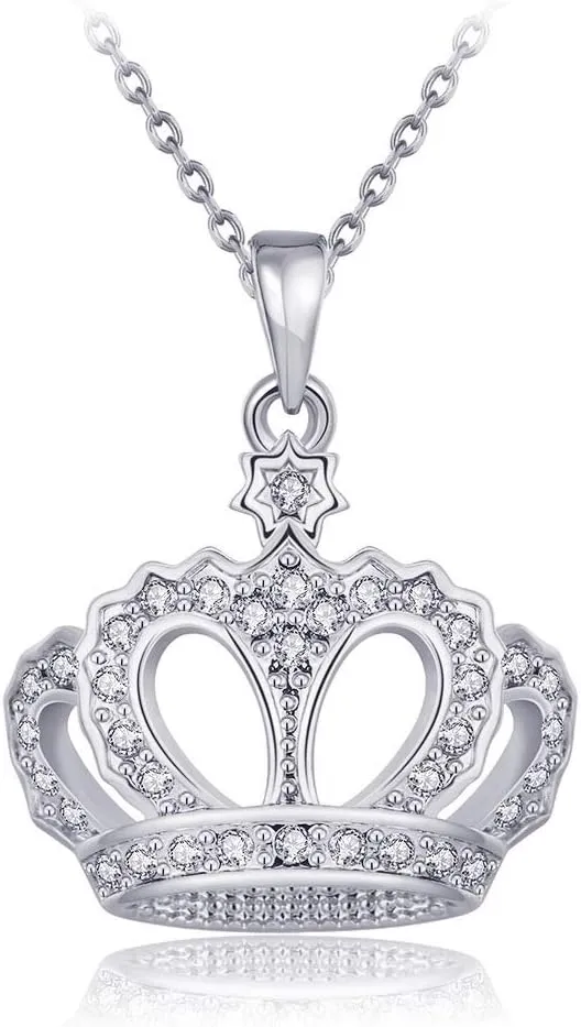 HENGYID Queen Style 18K Rose Gold-Plated Crown Necklace Pendant