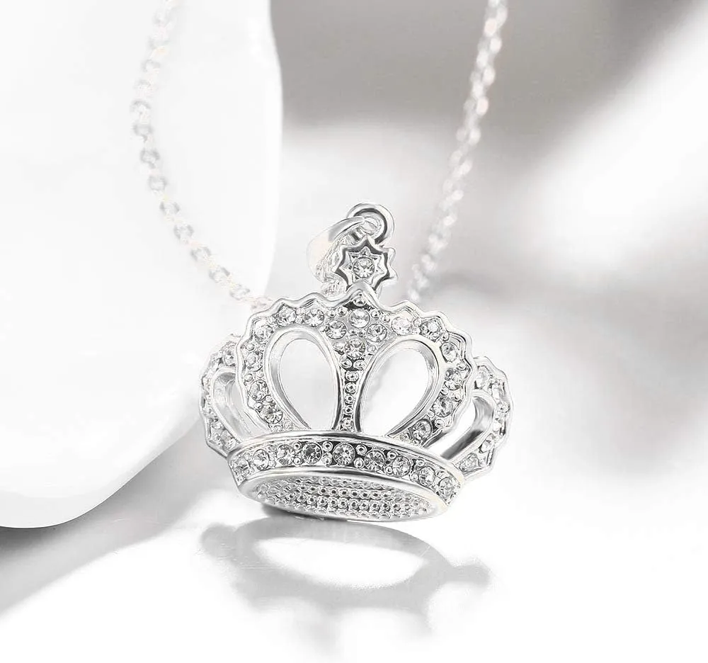 HENGYID Queen Style 18K Rose Gold-Plated Crown Necklace Pendant