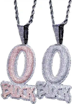 Hip-hop jewelry English letter O-shaped BLOCK copper inlaid zircon 18k gold-plated necklace pendant with 3mm 24-inch stainless steel chain
