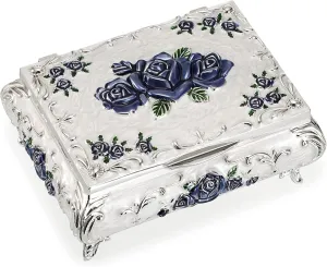 Hipiwe Metal Decorative Jewelry Box Vintage Treasure Chest Case Ornate Trinket Organizer Earrings Necklace Bracelet Storage Box Ring Holder Keepsake Box for Women Girls