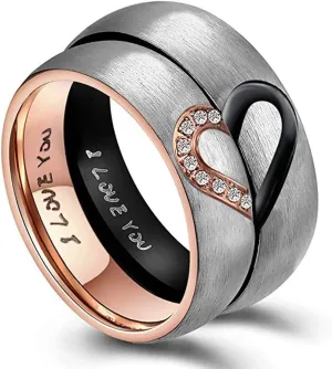 His & Hers Real Love Heart Promise Couples Ring Stainless Steel Couples Wedding Engagement Bands Top Ring for Couple, 6mm (Men (1pc), US Code 7)