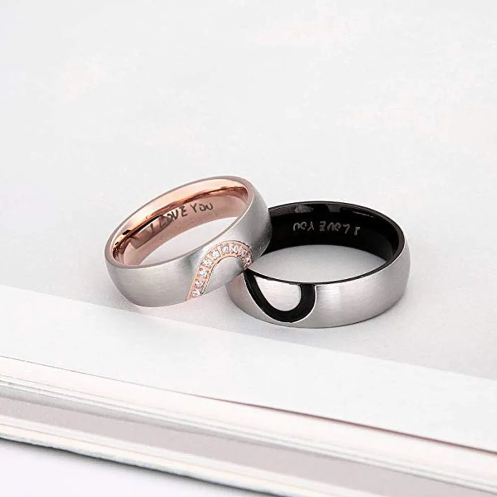 His & Hers Real Love Heart Promise Couples Ring Stainless Steel Couples Wedding Engagement Bands Top Ring for Couple, 6mm (Men (1pc), US Code 7)