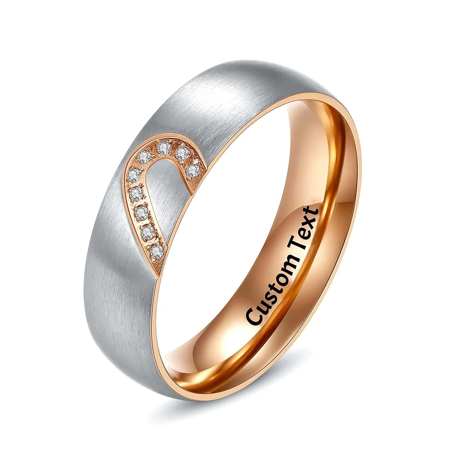 His and Her Ring Matching Heart Rings for Couples Couple Rings Set Love Women Promise Mens Women's Men Personalized Engraved Custom Name