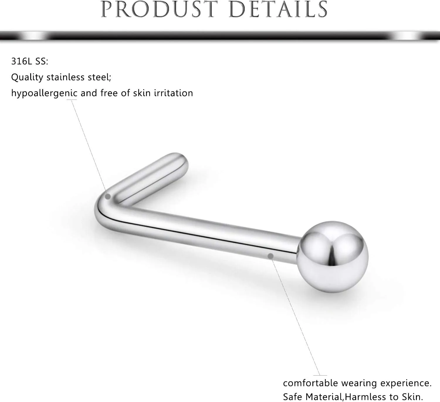 Hoeudjo Nose Studs Surgical Steel Cubic Zirconia Nose Rings Kit for Women Men Tiny Nose Stud Screw & Bone & L Shaped Nostril Rings Piercing Jewelry 22 Gauge 16 Pieces