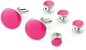 Hot Pink Tuxedo Cufflinks and Studs