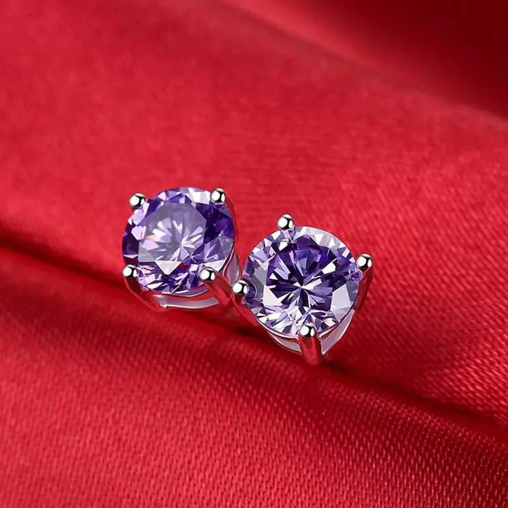 Hypoallergenic Earrings Stud Sterling Silver 6mm Cubic Zirconia CZ Stud Earrings Small Round Simulated Diamond Studs Set for Womens Mens