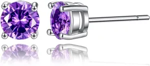Hypoallergenic Earrings Stud Sterling Silver 6mm Cubic Zirconia CZ Stud Earrings Small Round Simulated Diamond Studs Set for Womens Mens
