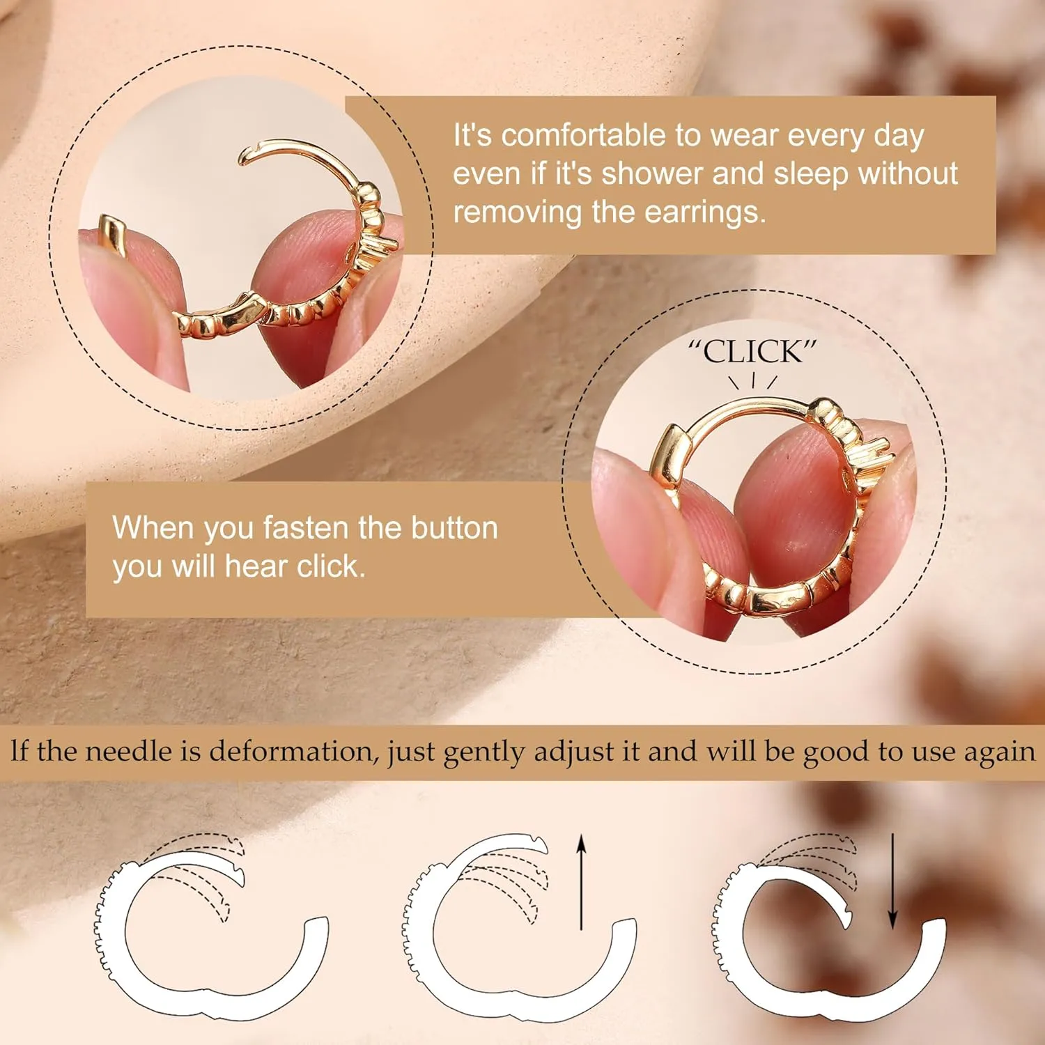 Hypoallergenic Gold Earrings Set for Multiple Piercings - Dainty 14K Gold Filled Sterling Silver Small Hoop Earrings for Women, Flat Back Stud earrings, Jacket Earring Stacks Cartilage Helix Conch Tragus Piercing