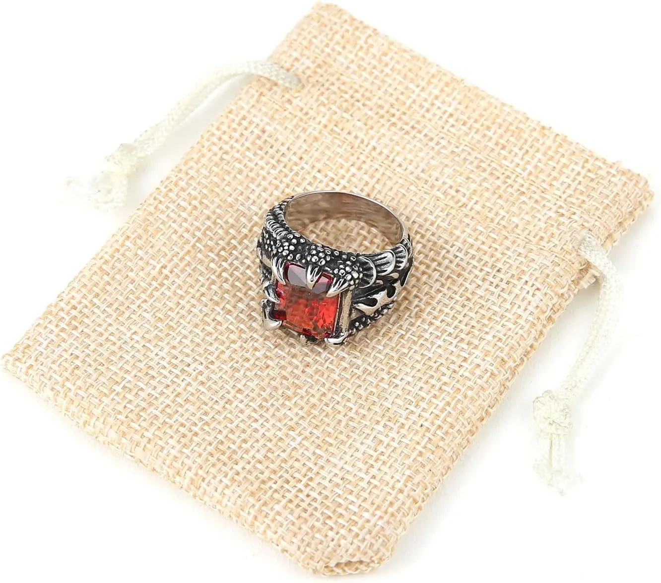 HZMAN Devil's Eye Ring for Men Biker Stainless Steel Gothic Punk Demon Claw Evil Eye Ring Halloween Jewelry Gift