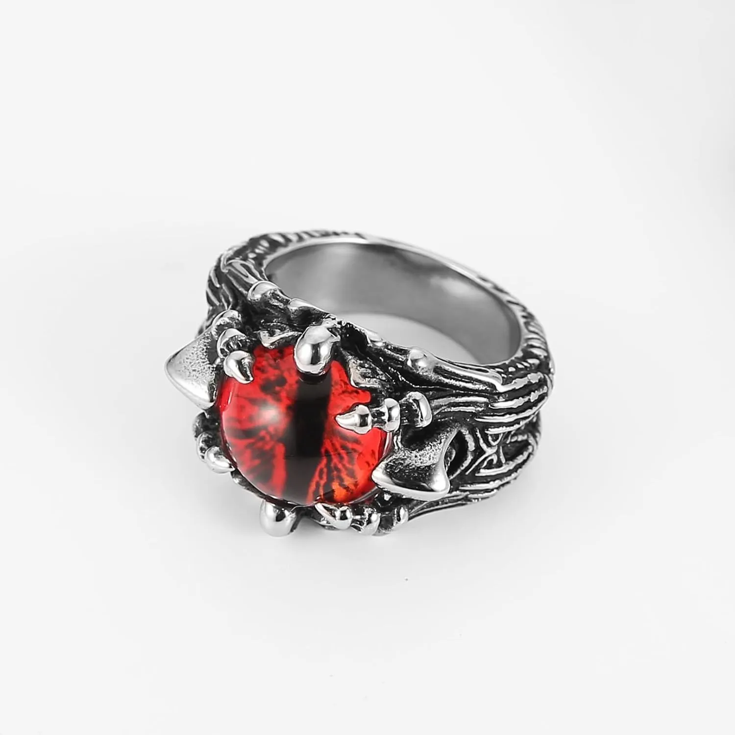 HZMAN Devil's Eye Ring for Men Biker Stainless Steel Gothic Punk Demon Claw Evil Eye Ring Halloween Jewelry Gift