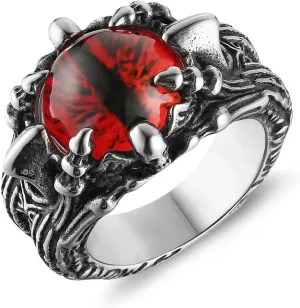 HZMAN Devil's Eye Ring for Men Biker Stainless Steel Gothic Punk Demon Claw Evil Eye Ring Halloween Jewelry Gift
